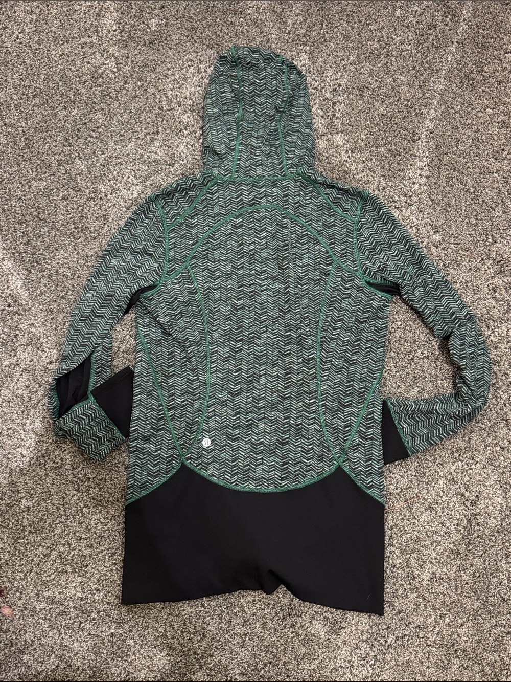 lululemon athletica Green Patterned Zip Hoodie with Black Panel